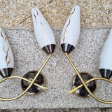 Pair of vintage double wall lamps, 50s.
