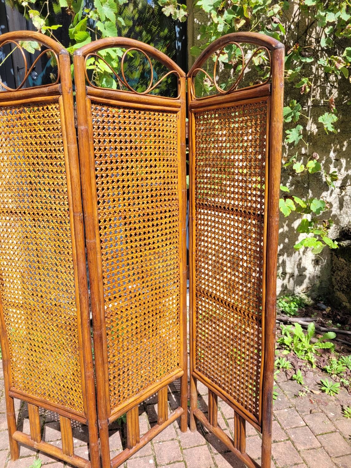 Wood and cane screen