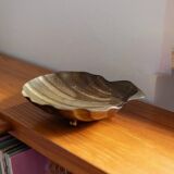 Renzo Cassetti Vintage Brass Shell Bowl with golden patina – Handcrafted Italy 1960s