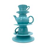 Blue tea cups stack vase, italy 1980s