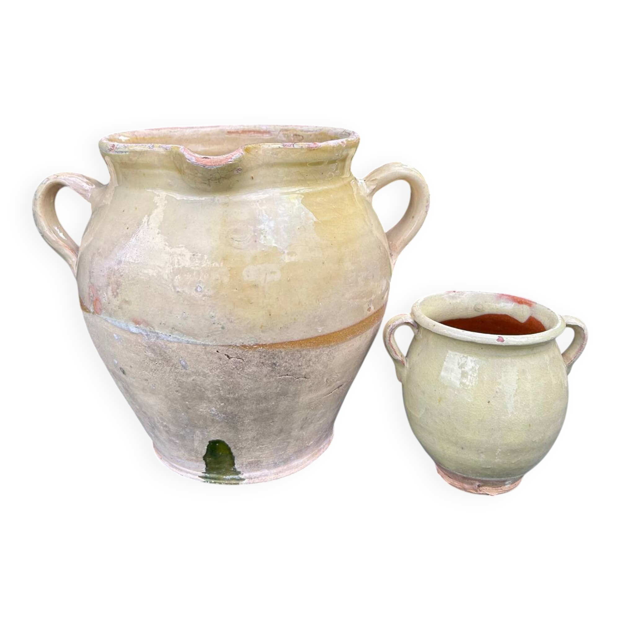 Antique vanilla yellow jars