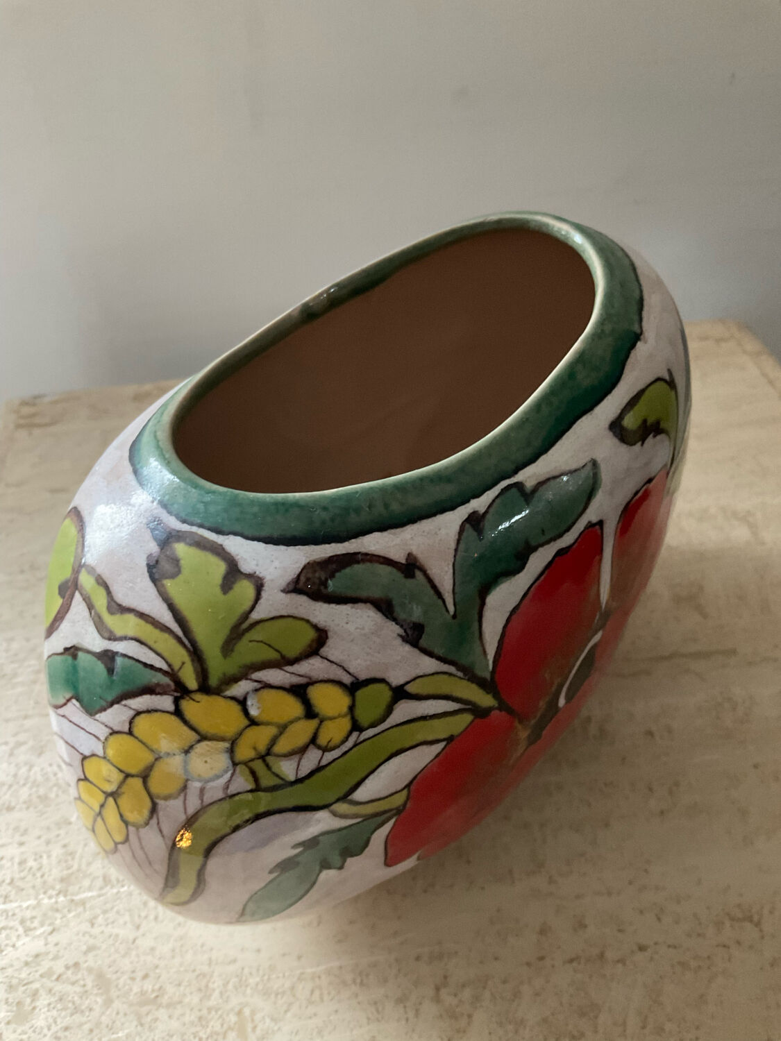 Vintage glazed ceramic vase signed