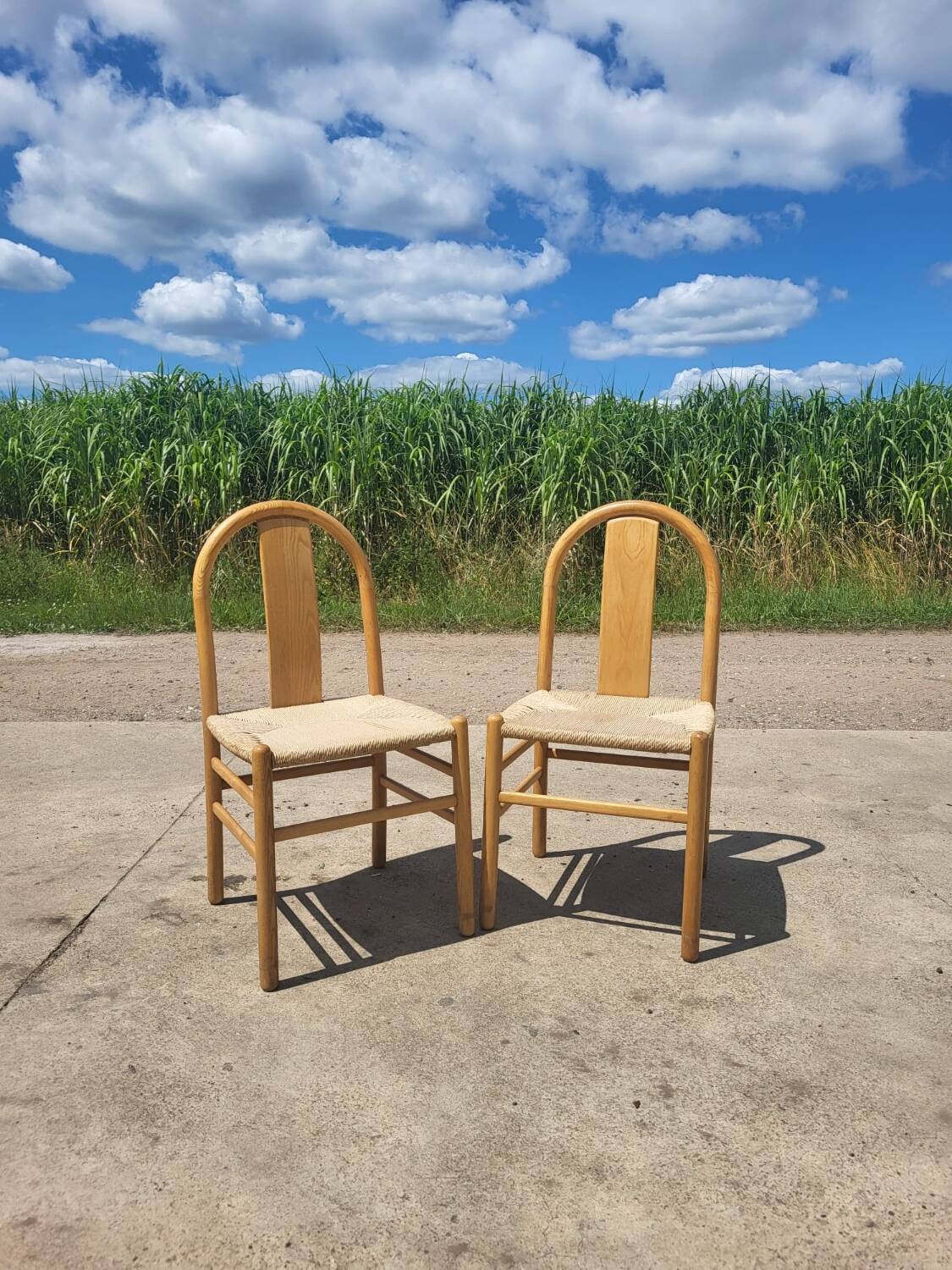 Set 2 Annig Sarian Thalia Italy beech papercord dining chair