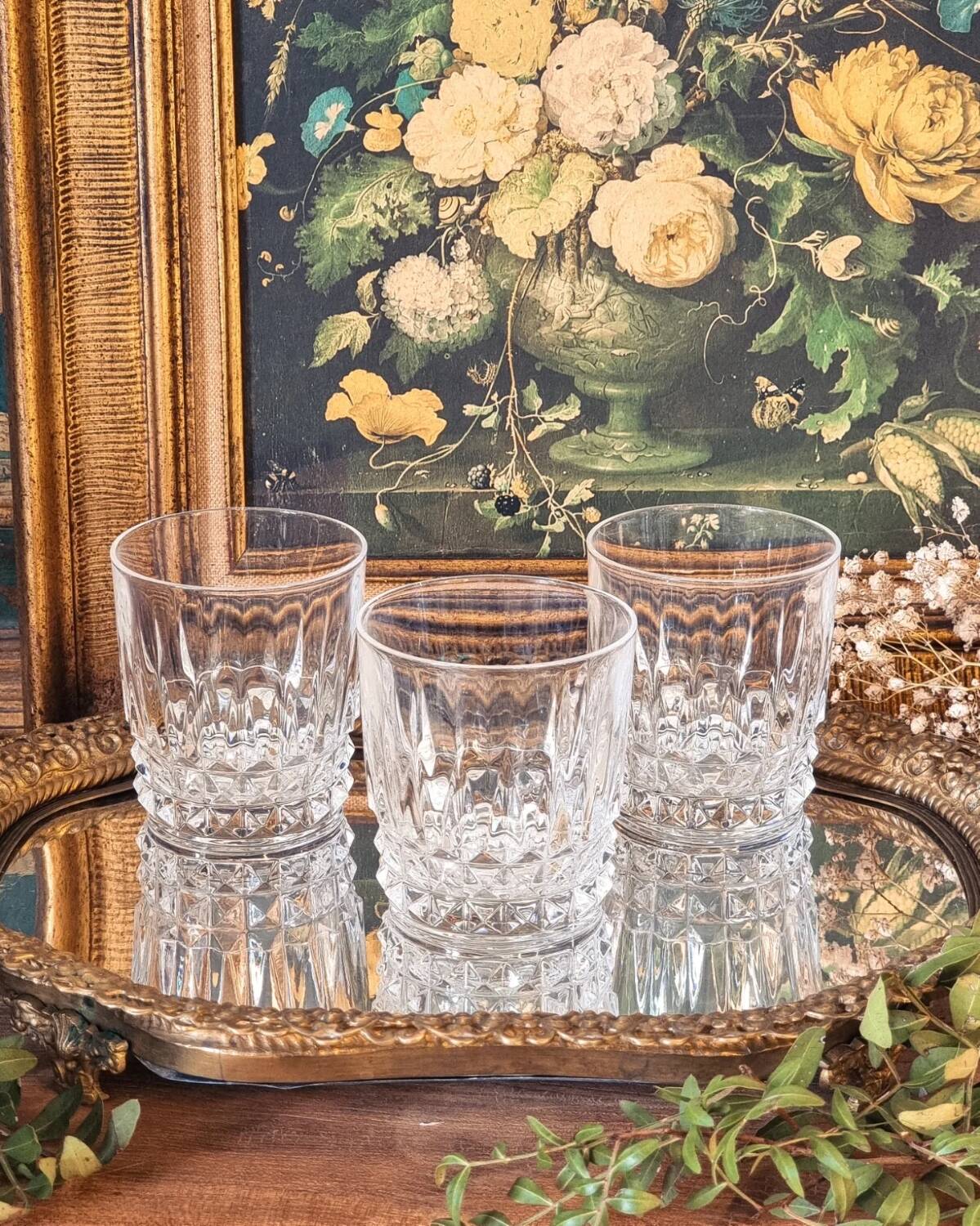 6 crystal water/whiskey glasses