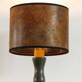 Turned wooden lamp, green and gold