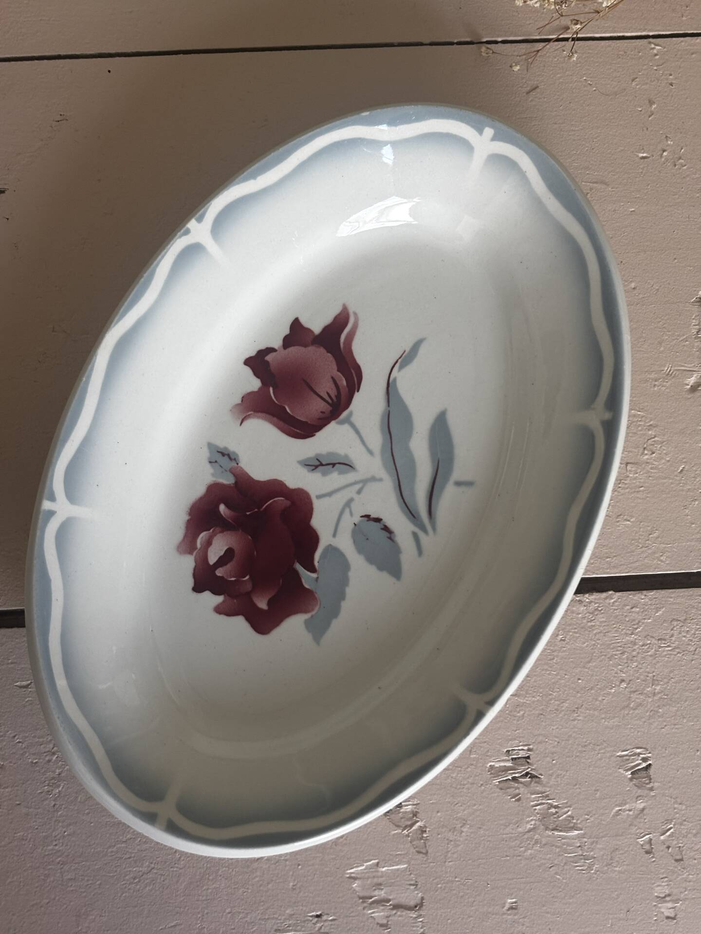 Old earthenware dish from Digoin Sarreguemines Alesia