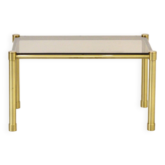 Midcentury Italian Tubular Brass And Smoked Glass Coffee Table. Retro.