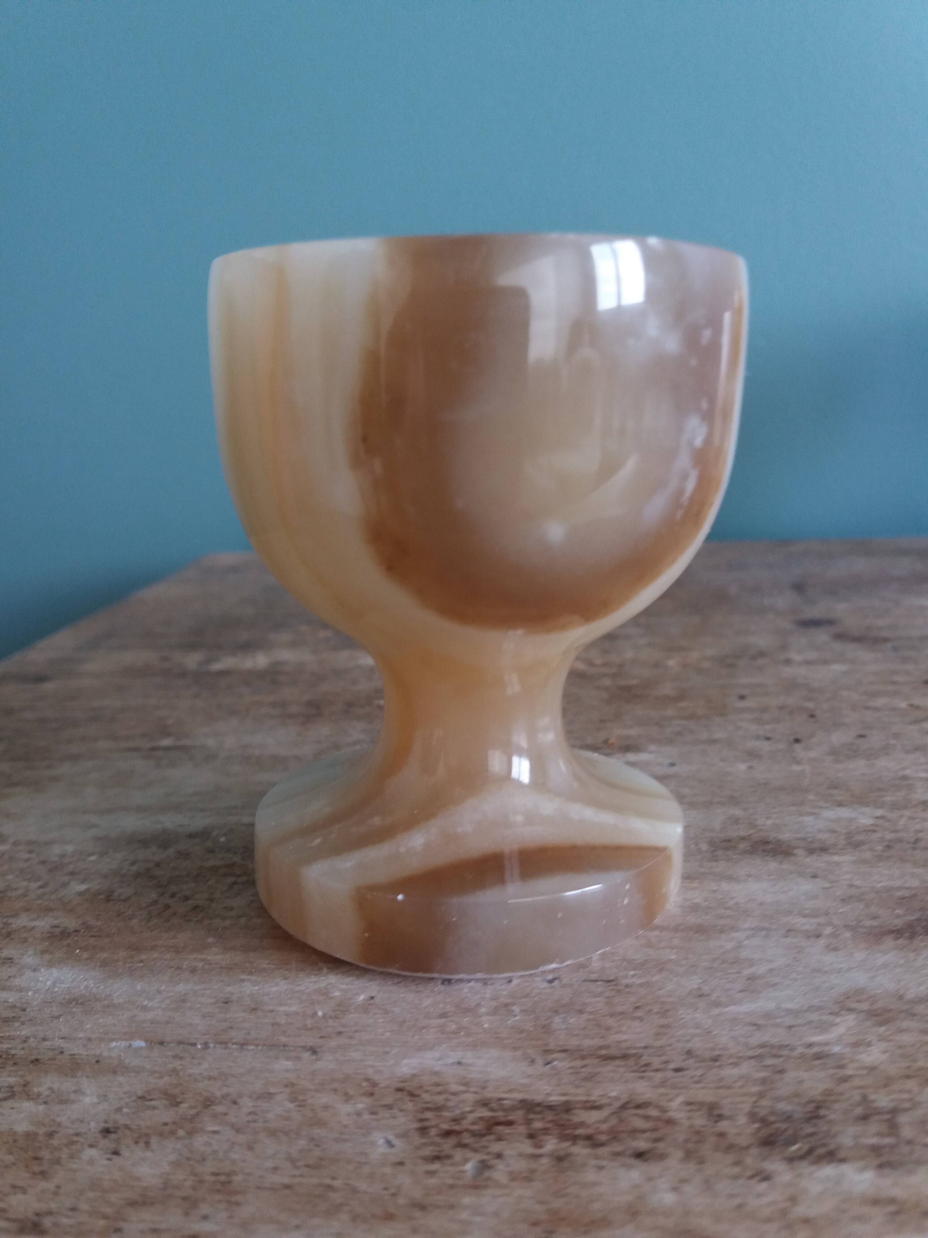 Alabaster onyx egg cup