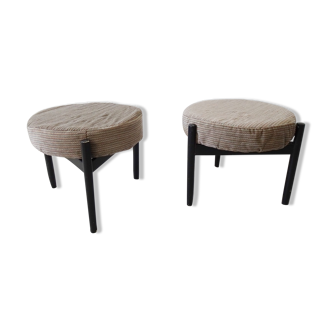 Danish mid century stools on a three-legged wooden frame