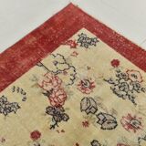 7x9 Yellow & Burgundy Floral Turkish Vintage Rug, 216x281Cm