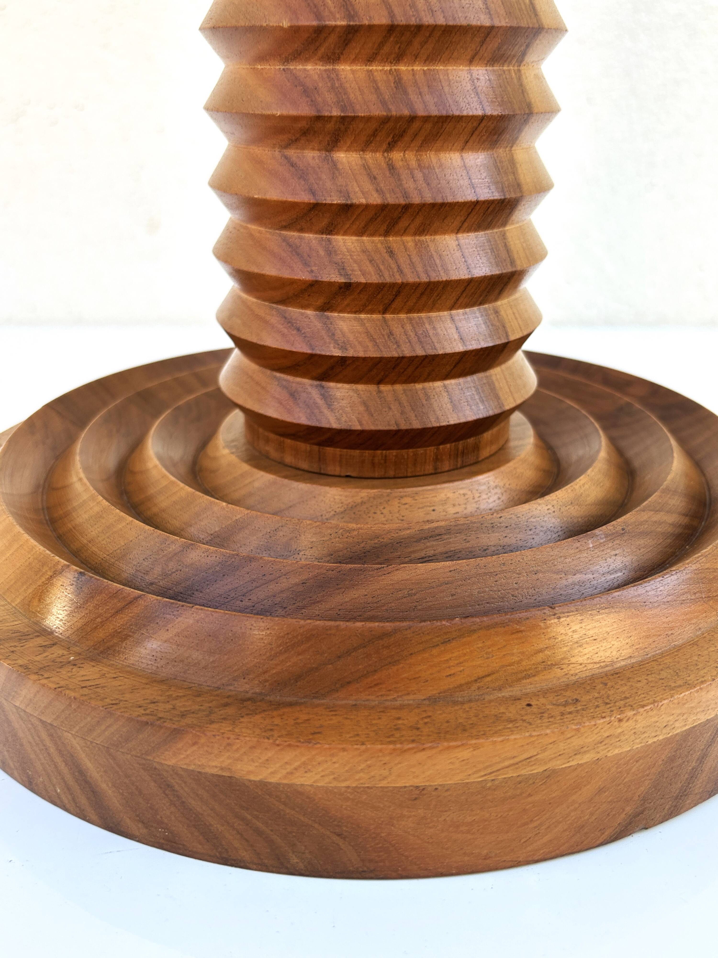 Vintage turned wood lamp base by Charles Dudouyt from the 1940s-1950s.