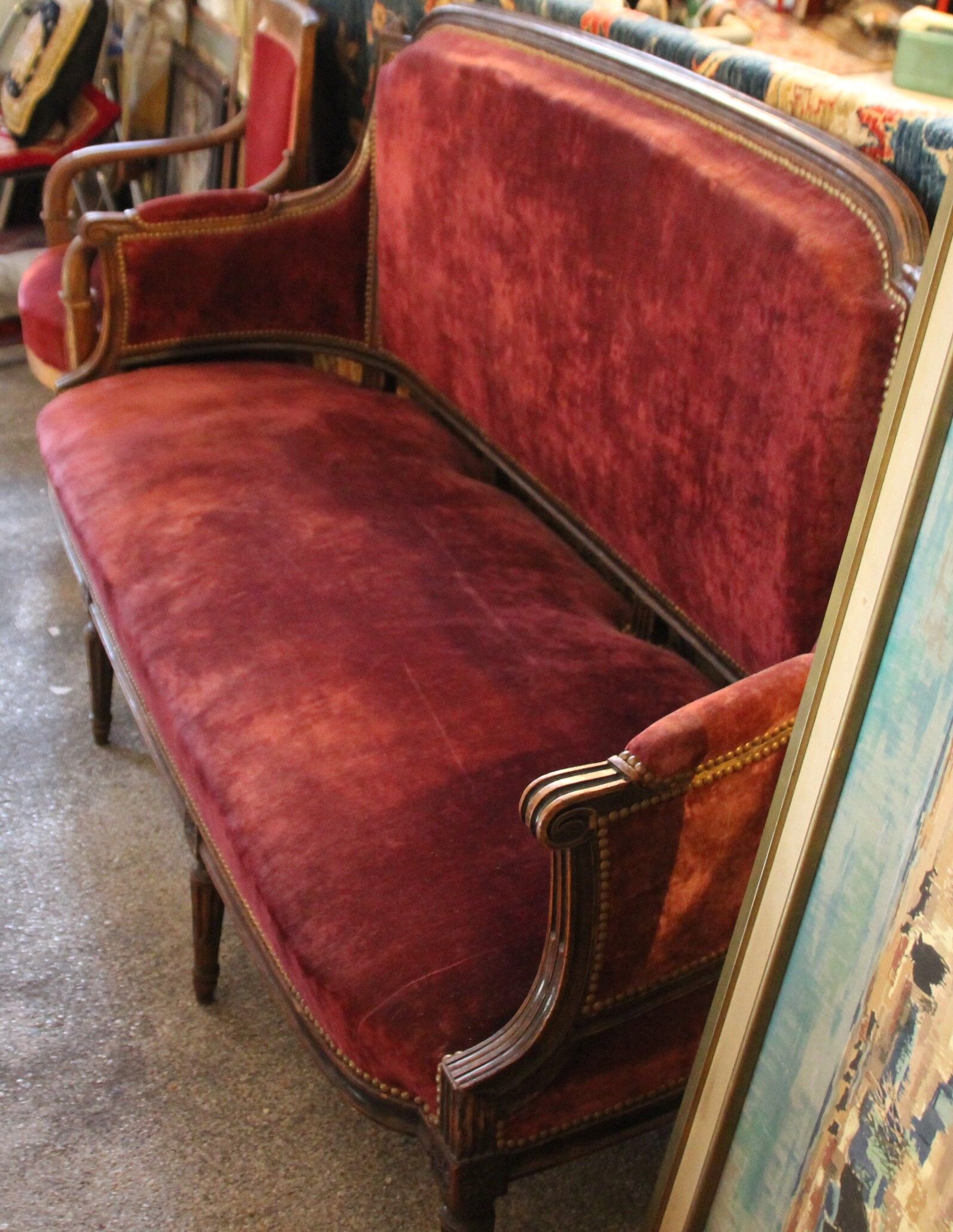 Sofa red burgundy style louis XV