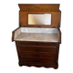 Commode de toilette XIX e s en noyer et marbre style Louis Philippe 