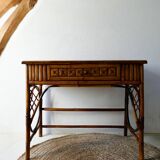Bureau, coiffeuse en rotin