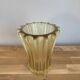 Art Deco vase by Pierre d'Avesn, ribbed amber glass, 1930s