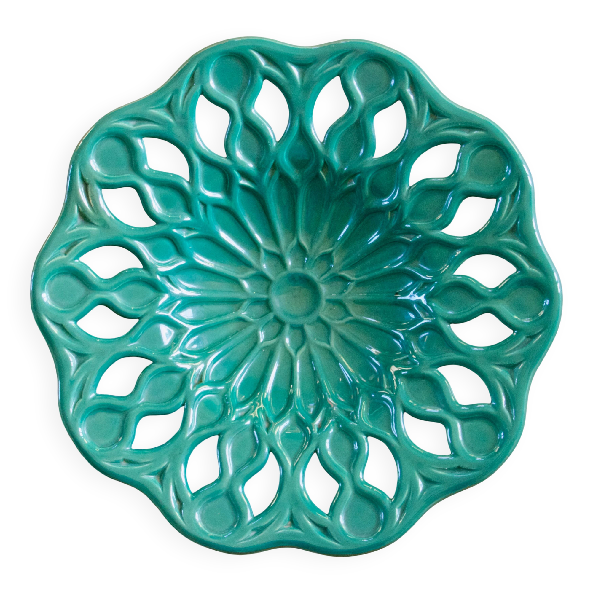 Large vintage cut-out ceramic mandala bowl