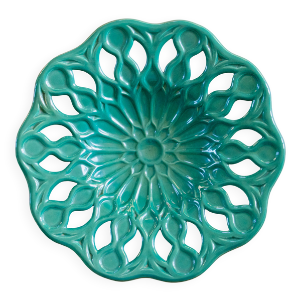 Grande coupe vintage en faïence ajourée mandala