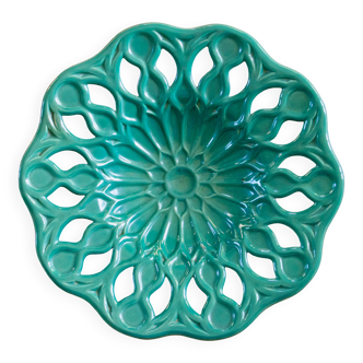Large vintage cut-out ceramic mandala bowl