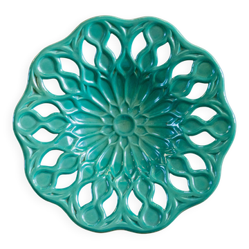 Grande coupe vintage en faïence ajourée mandala