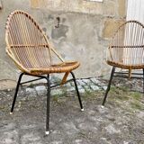 Paire de fauteuils rotin