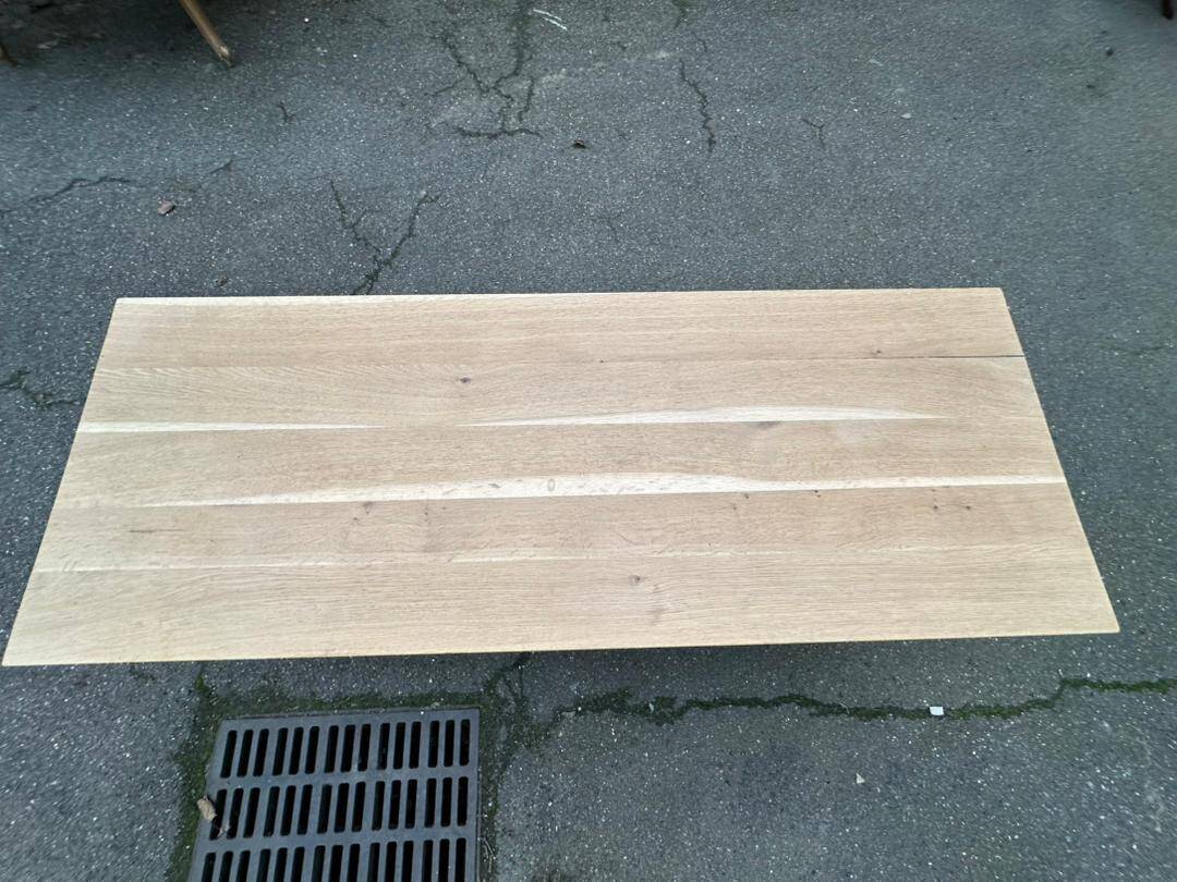 Renovated 19th-century solid oak extendable farmhouse dining table 200cm