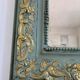 Large antique French Louis Philippe mirror – green and gold, late 19th century