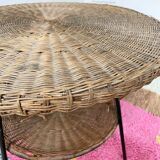 Round wicker coffee table from the 60s