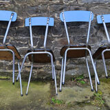 Blue formica set, a table and its 4 chairs, vintage, 60s