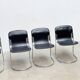 Set of six Willy Rizzo dining chairs in black leather