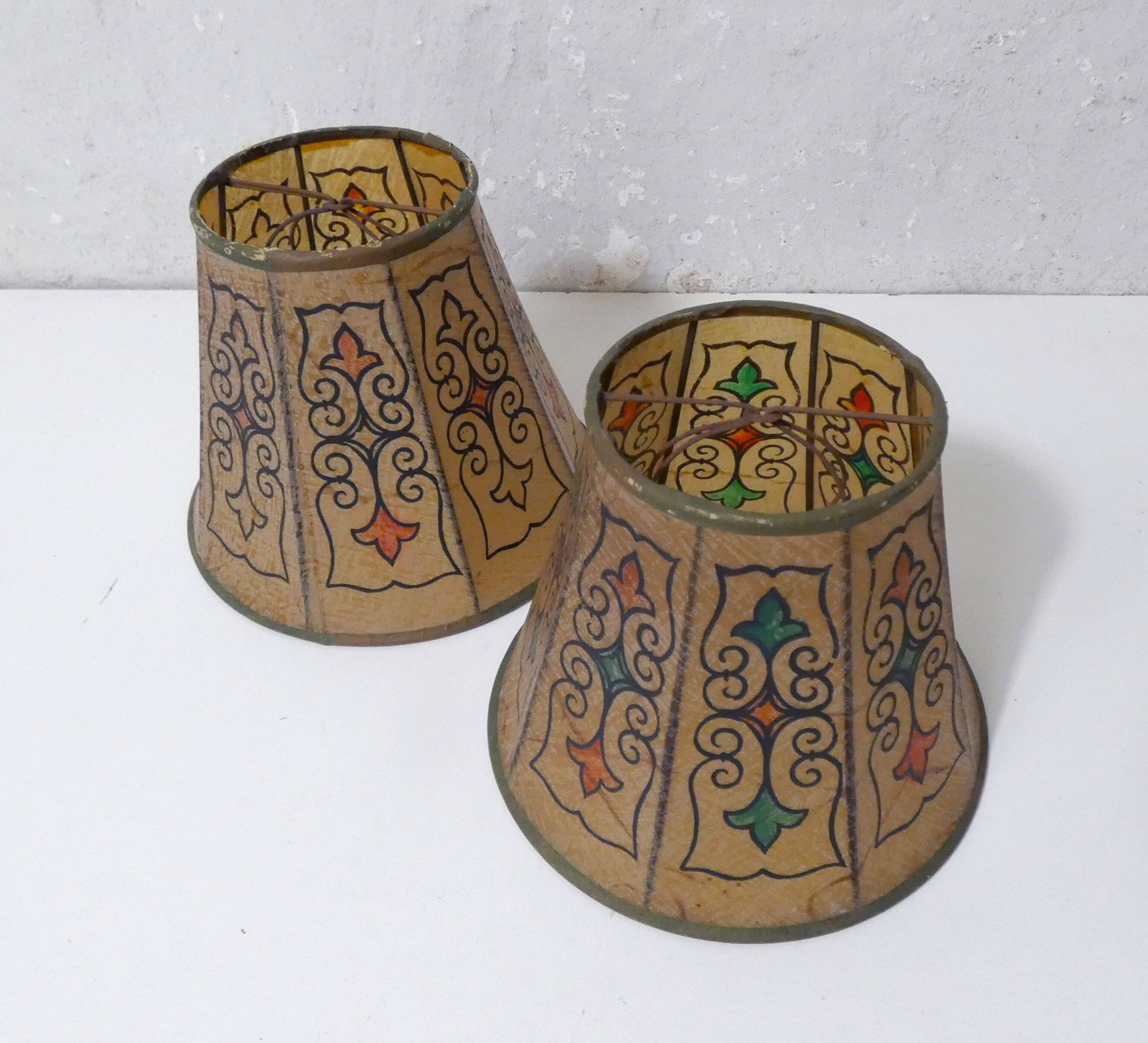 2 vintage leather clip lampshades