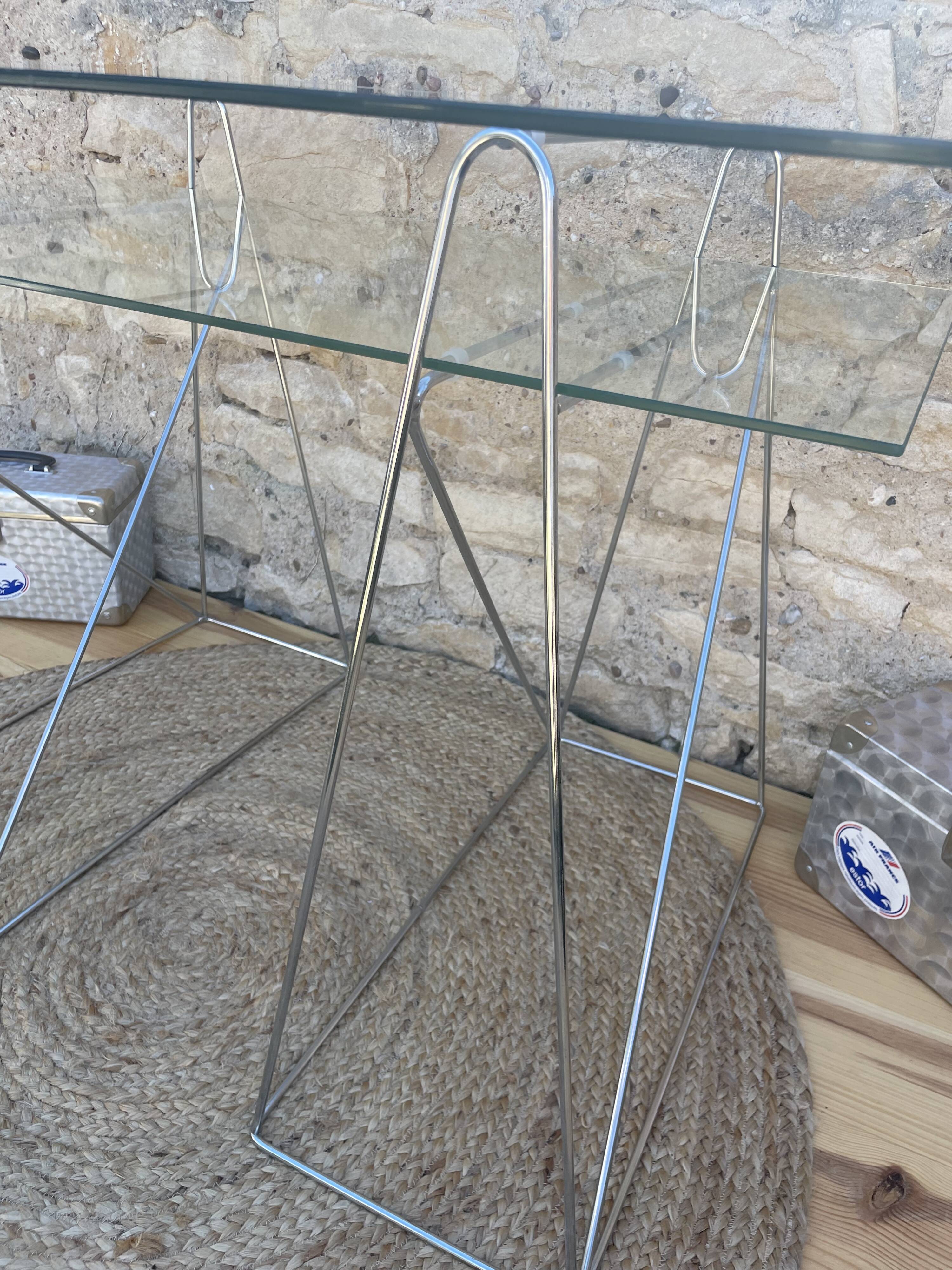 Modernist desk chrome and glass