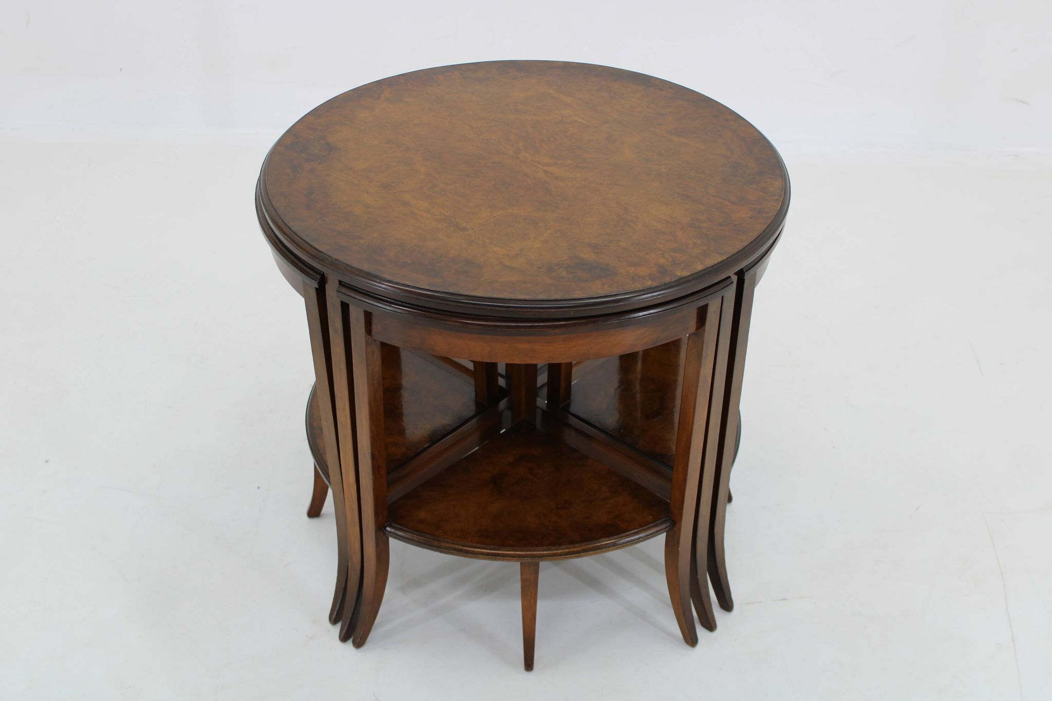 Tables gigognes Art Déco des années 1930 en noyer, Tchécoslovaquie