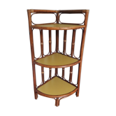 Corner shelf wicker, rattan and wood