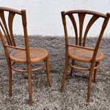 Series of 4 wooden chairs and cannage