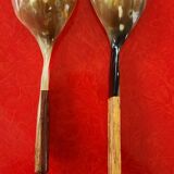 Salad server in buffalo horn and exotic wood