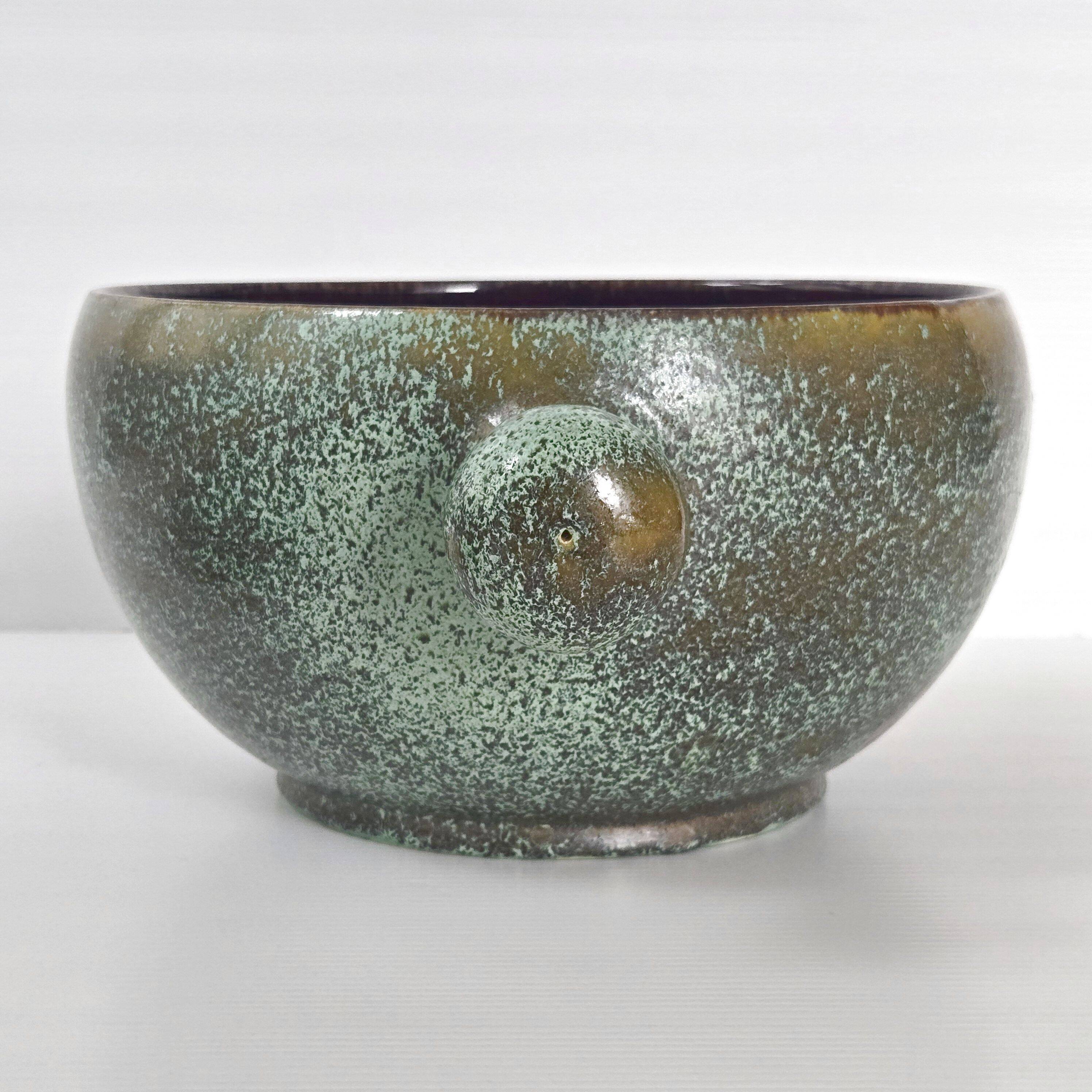 Lunetta Vallauris soup tureen and salad bowl in gilded ceramic, 1960