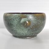 Lunetta Vallauris soup tureen and salad bowl in gilded ceramic, 1960