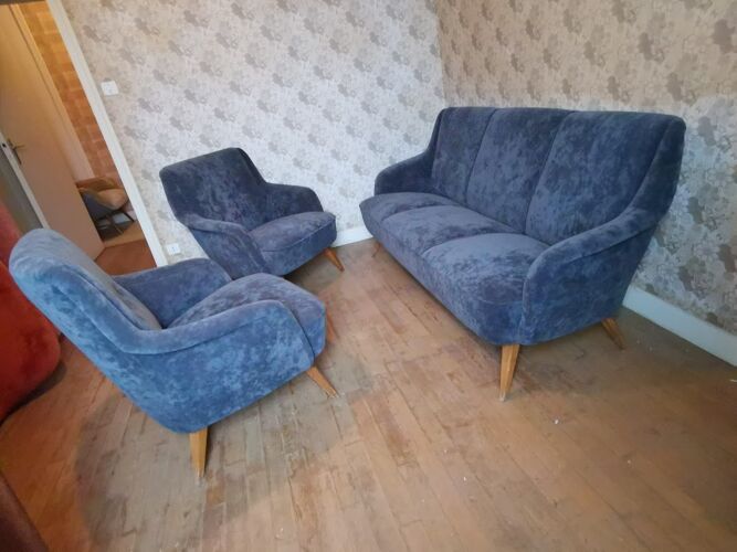 Salon canapé et 2 fauteuil années 50/60