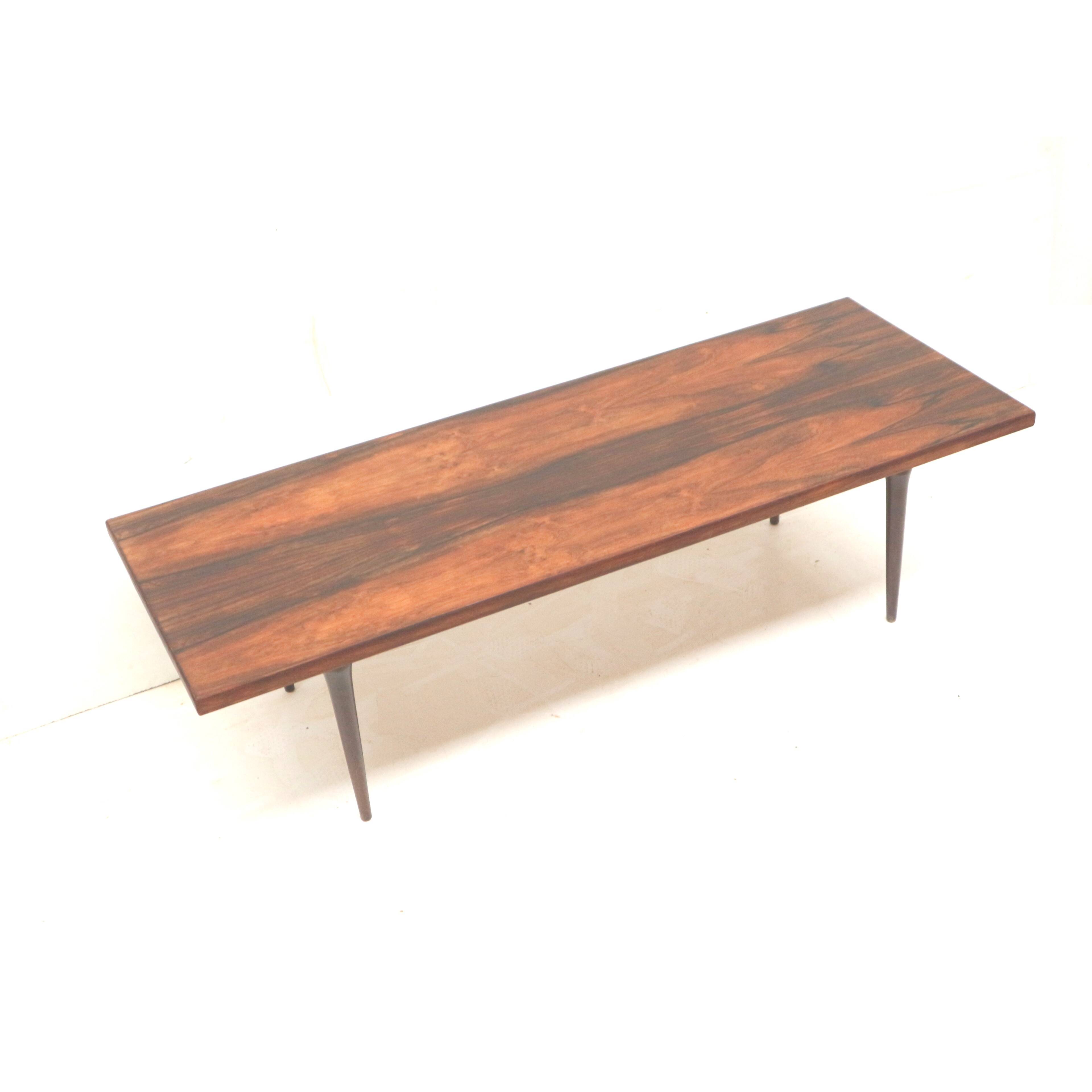 Large rare mid century rosewood coffee table from the 1960s