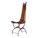 Chaise d'appoint en fer et cuir par Sido et François Thévenin, années 1980