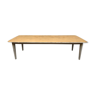 Very large old (2M80) farm table early 20th vintage feet spindles