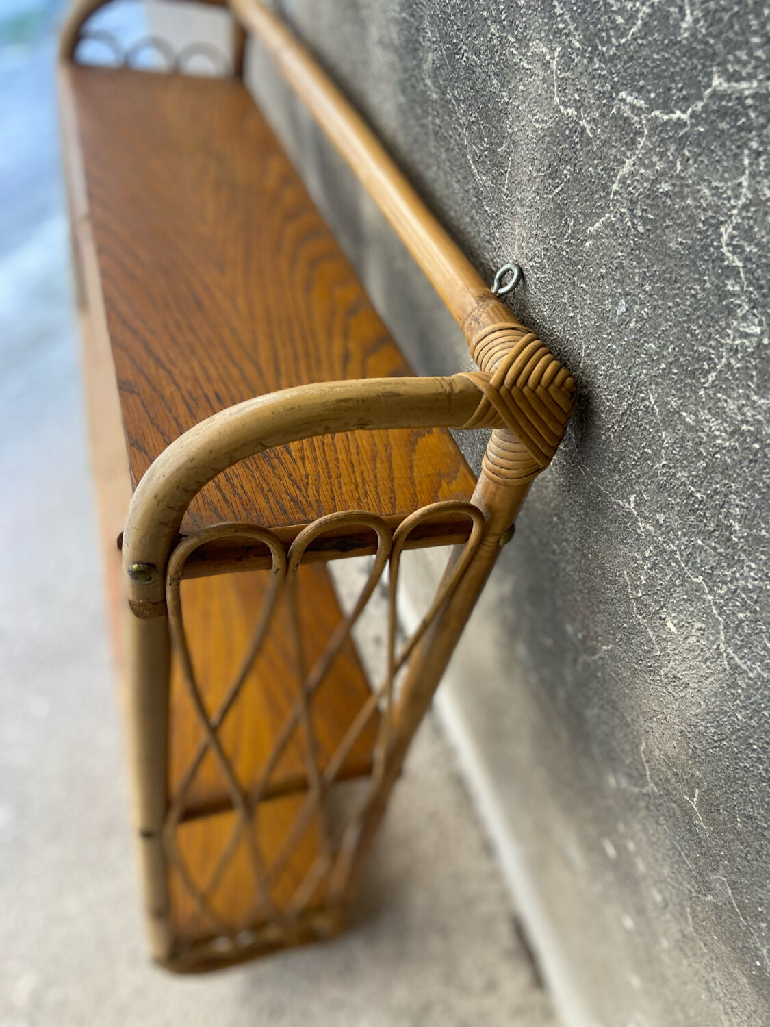 Vintage wall rattan shelf