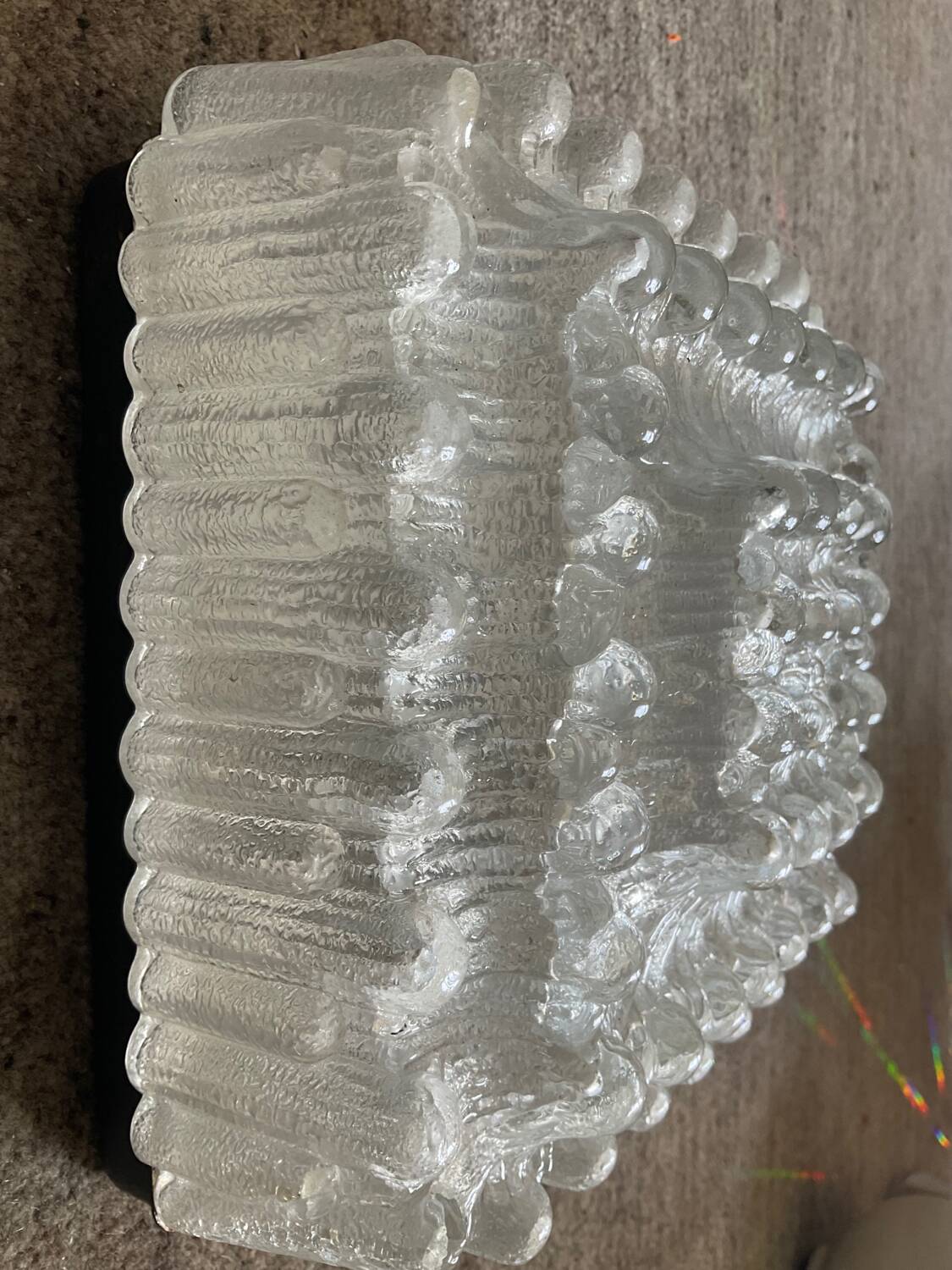 70s molded glass ceiling or wall light