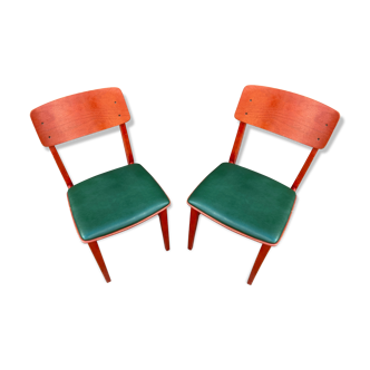 Paire de chaises bistrot vintage simili 1960