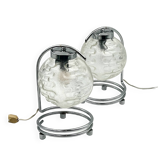 Superbe paire de lampes des années 70 en métal chromé et verre ouvragé Richard Essig Besigheim Design