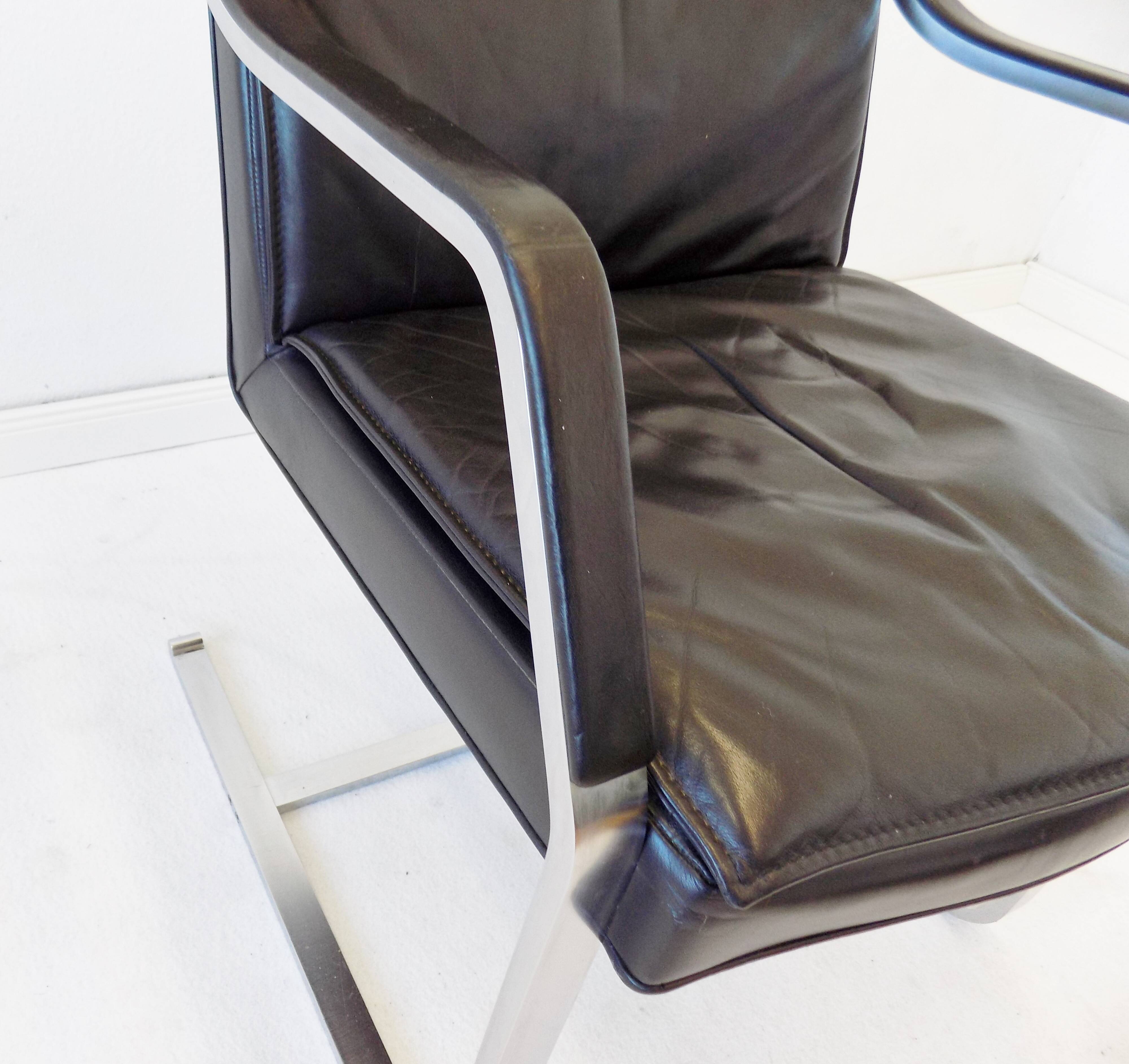 Fauteuil en cuir noir Knoll Art Collection par Rudolf B. Glatzel