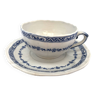 Tasse thé en faience de gien blanche et bleu