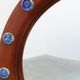 Round Teak Mirror with Blue Ceramic Stud Decoration by Deknudt, 1960s