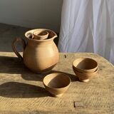 Vintage brutalist stoneware pink wine cooler pitcher H19