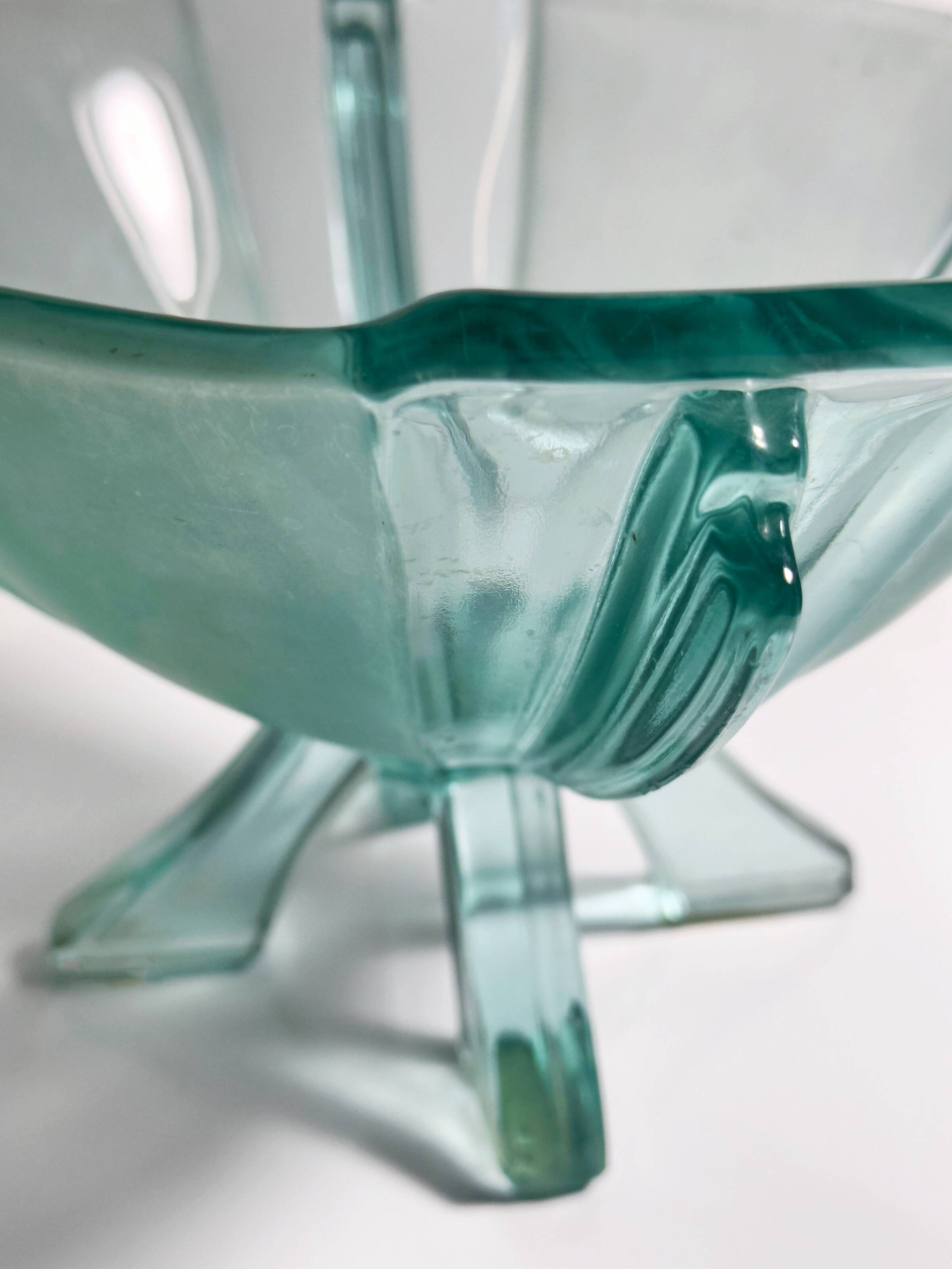 Art Deco Footed Glass Bowl by Stölzle Austria - 1930s